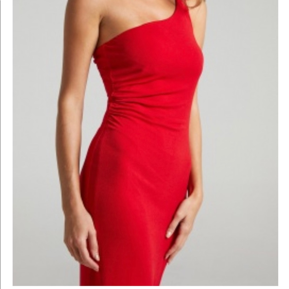 Red one shoulder midi dress - Picture 4 of 4